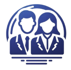 Grafische Darstellung eines männlichen und weiblichen Fachmanns in Anzügen.