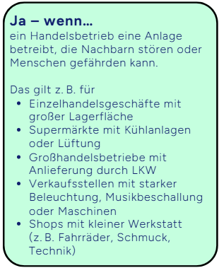 Text über Handelsbetriebe mit verschiedenen Beispielen und Bedingungen in einer grafischen Darstellung.